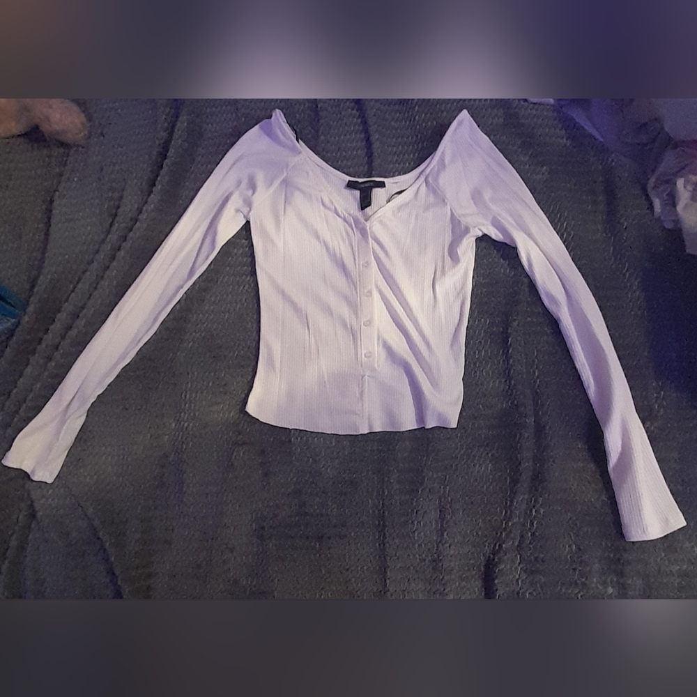 Forever 21, Women’s Medium, White Ribbed Knit Top